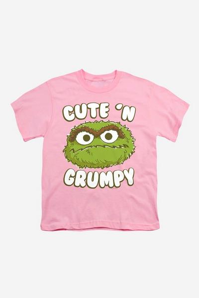 Sesame Street Light Pink Cute N Grumpy Kids T-Shirt