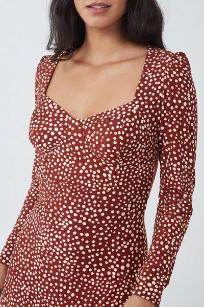 Blue Vanilla Brown Sweetheart Neck Asymmetric Hem Dress