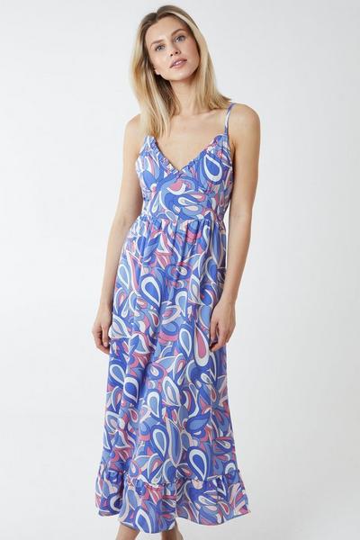 Blue Vanilla Blue Tiered Hem Strappy Midi Dress
