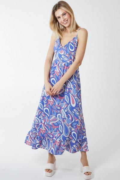 Blue Vanilla Blue Tiered Hem Strappy Midi Dress