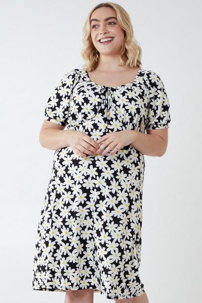 Blue Vanilla Black Curve Plus Size Milkmaid Neckline Dress