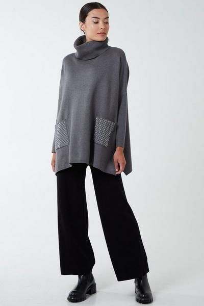 Blue Vanilla Grey Rollneck Batwing Jumper