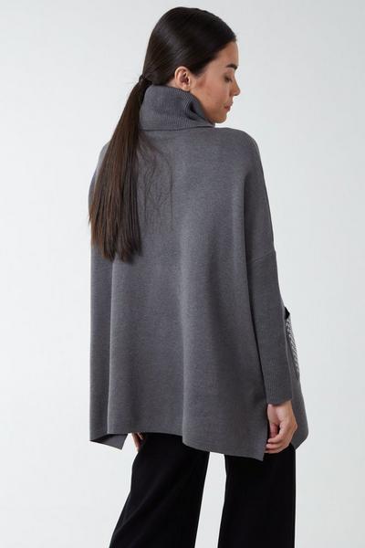 Blue Vanilla Grey Rollneck Batwing Jumper