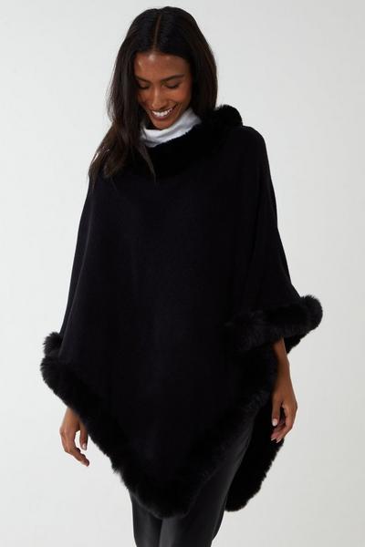 Blue Vanilla Faux fur lined poncho