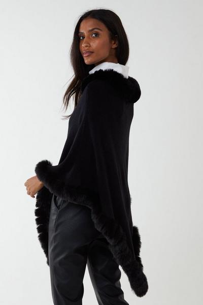 Blue Vanilla Faux fur lined poncho