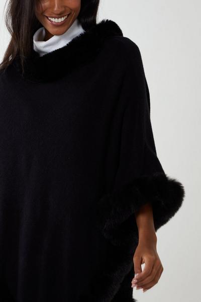 Blue Vanilla Faux fur lined poncho