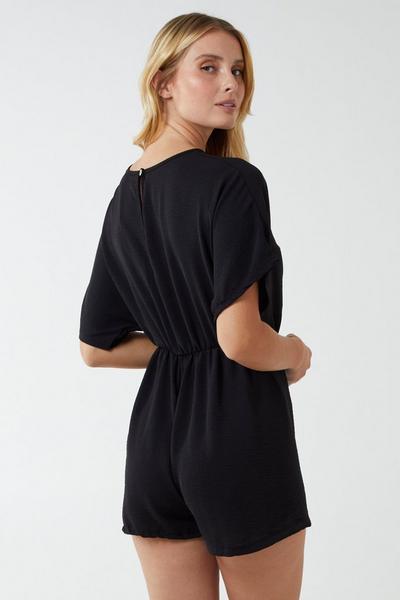 Blue Vanilla Black V-Neck Ruched Front Playsuit