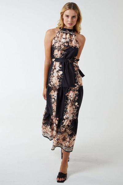 Blue Vanilla Floral Print Maxi Dress