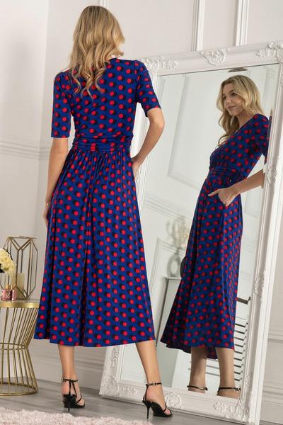 Jolie Moi Blue Akayla Printed Jersey Maxi Dress