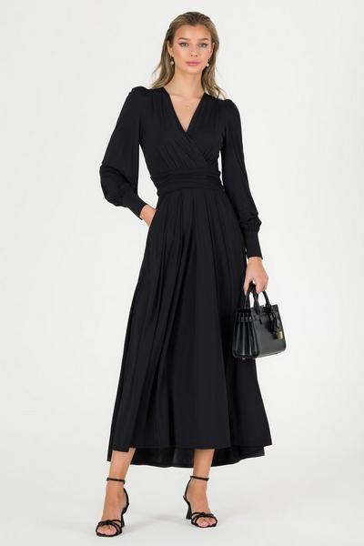 Jolie Moi Black Rashelle Jersey Long Sleeve Maxi Dress