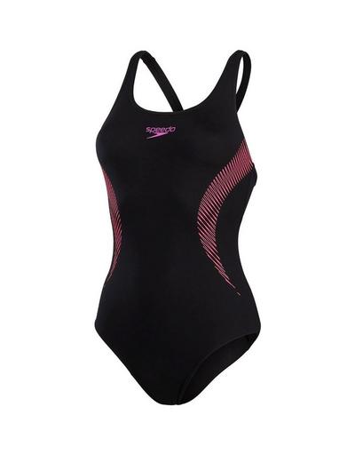 Speedo Black Placement Muscleback Swimsuit - Black / Pink