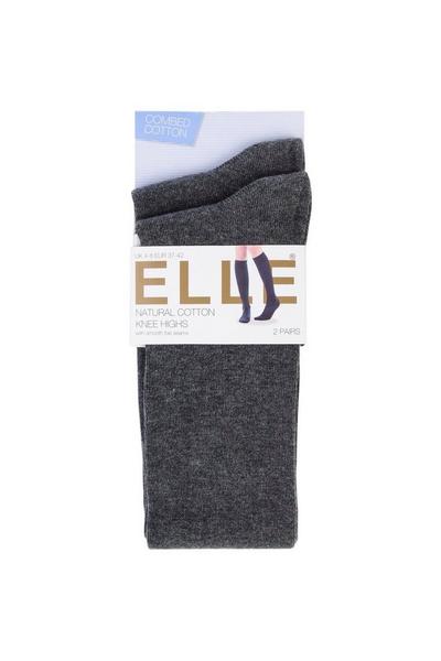 ELLE Navy 2 Pair Plain and Striped Cotton Knee Highs