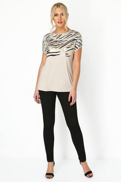 Roman Natural Foil Zebra Print T-Shirt