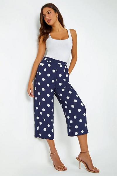 Roman Navy Polka Dot Culotte Trousers