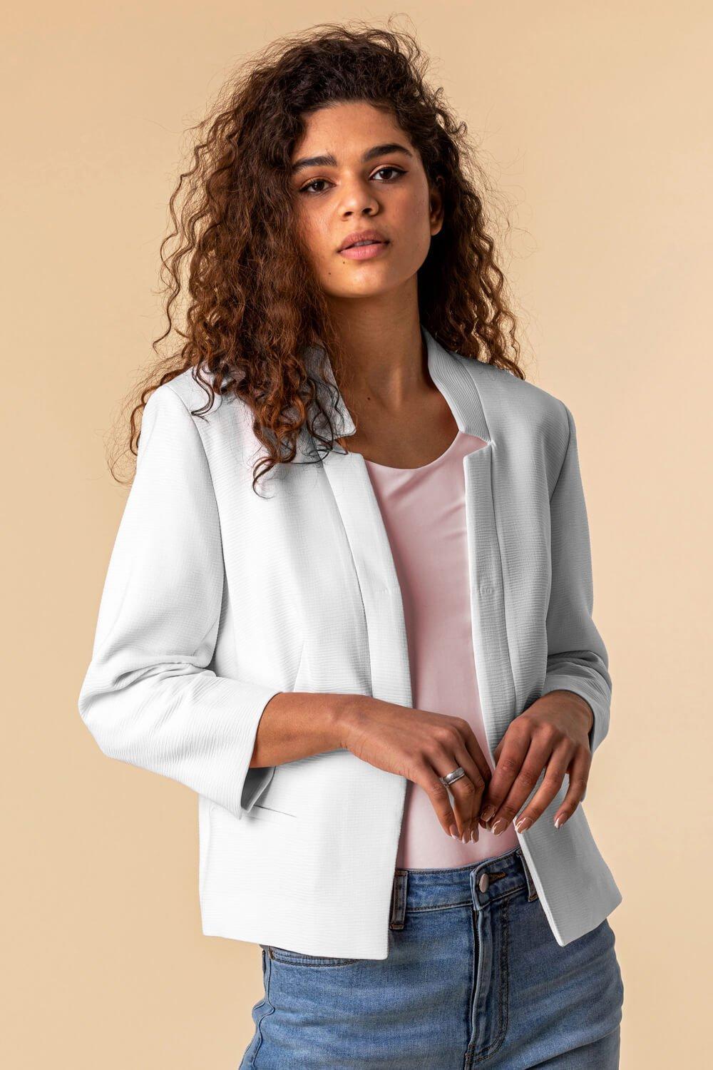 roman textured cropped jacket