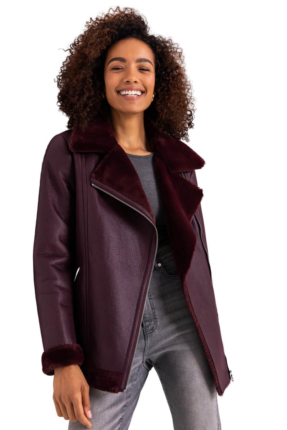 burgundy aviator coat