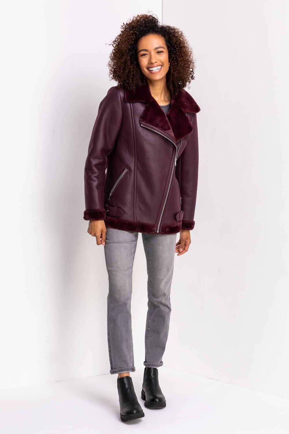 burgundy aviator coat