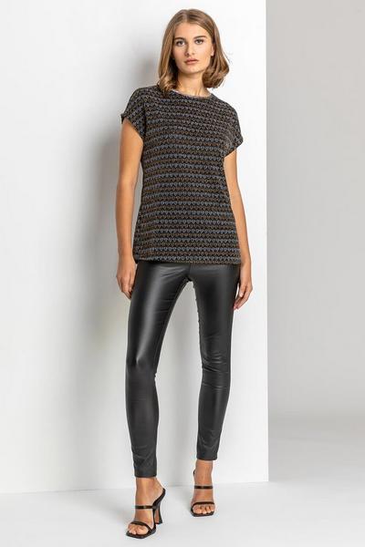 Roman Gold Shimmer Metallic Heart Print Top