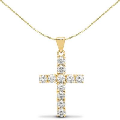 Jewelco London Gold 18ct Gold 1ct Diamond Eternity Cross Pendant