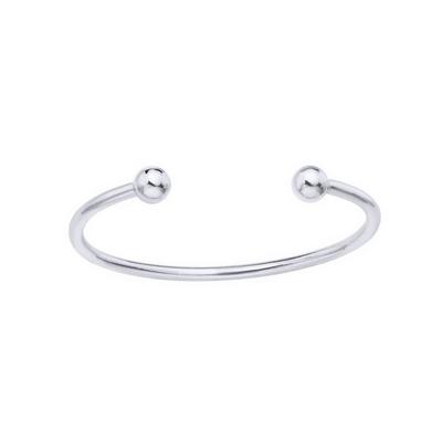Jewelco London Silver Rhodium Plated Silver Torque Bangle Bracelet 2.5mm