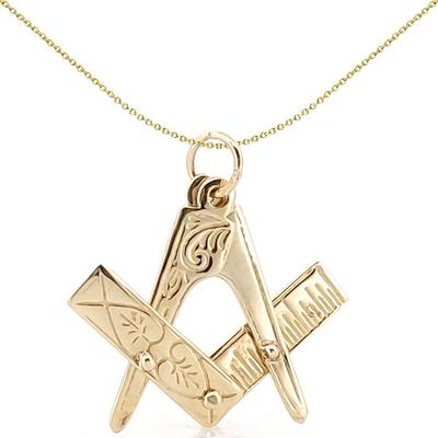 Jewelco London Gold 9ct Gold Opening Closing Square & Compass Masonic Pendant