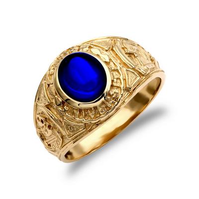 Jewelco London Gold 9ct Gold Blue CZ Cabochon Solitaire University College Ring