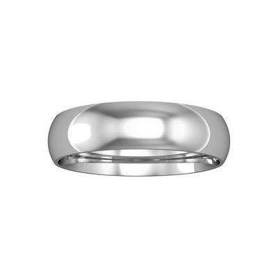 Jewelco London Silver Platinum 5mm Court Shape Polished Wedding Band Commitment Ring