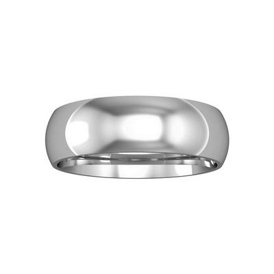 Jewelco London Silver 9ct White Gold 6mm Court-Shaped Wedding Band Commitment Ring