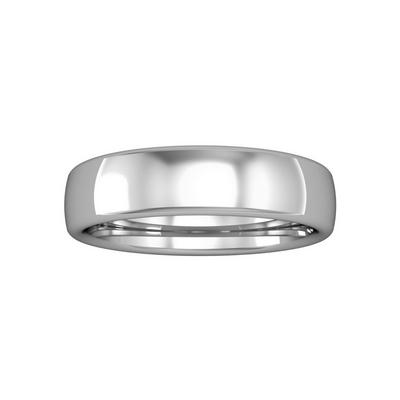 Jewelco London Silver 18ct White Gold 5mm Bombe Court Wedding Band Commitment Ring