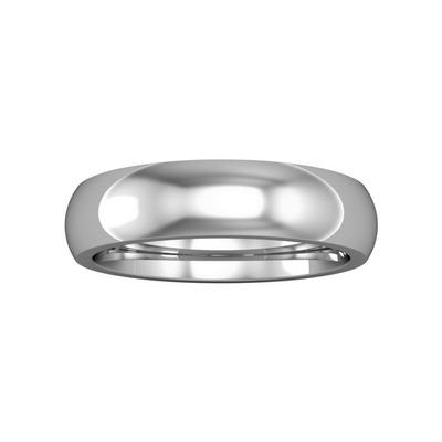 Jewelco London Silver 18ct White Gold 5mm Court-Shaped Wedding Band Commitment Ring