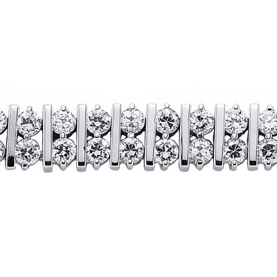 Jewelco London Silver Silver CZ 2 Row Tennis Bracelet 9mm 7 inch