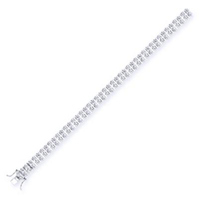 Jewelco London Silver Silver CZ 2 Row Tennis Bracelet 9mm 7 inch