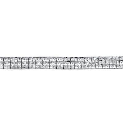 Jewelco London Silver Silver Princess Cut CZ 3 Row Eternity Tennis Bracelet 10mm