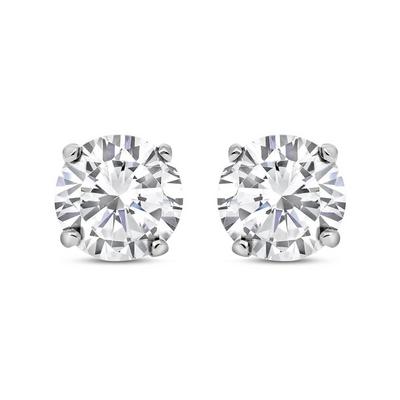 Jewelco London Silver Silver CZ 4 Claw Solitaire Stud Earrings 8mm