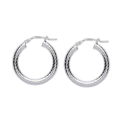 Jewelco London Silver Silver Snake Twist Hoop Earrings 21mm 3mm