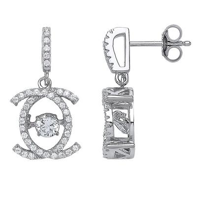 Jewelco London Silver Silver CZ Floating Stone Drop Earrings