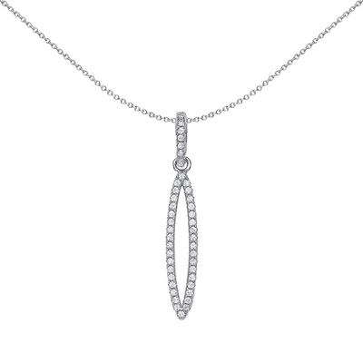 Jewelco London Silver Silver CZ Tear of Joy Charm Necklace 18 inch