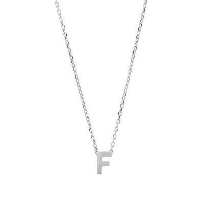 Jewelco London Silver Silver Letter F Initial Pendant Necklace 18 inch