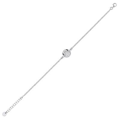 Jewelco London Silver Silver CZ Pave Clover Cluster Charm Bracelet
