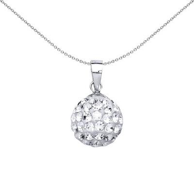 Jewelco London Silver Silver Crystal Disco Ball Pendant Necklace 18 inch