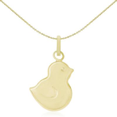 Jewelco London Gold 9ct Gold Minimal Style Baby Chick Charm Pendant 12x10mm