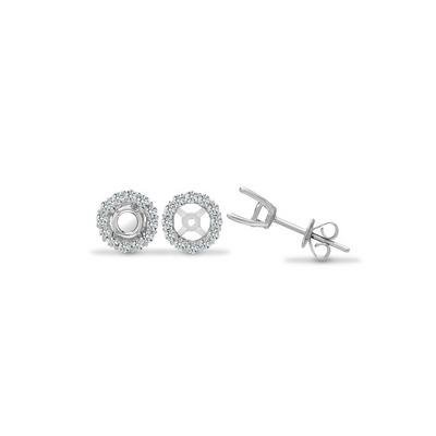 Jewelco London Silver 18ct White Gold 0.32ct Diamond Semi-set Halo Mount Stud Earrings