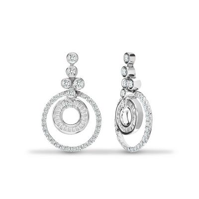 Jewelco London Silver 18ct White Gold 0.62ct Diamond Halo Bubbles Drop Earrings
