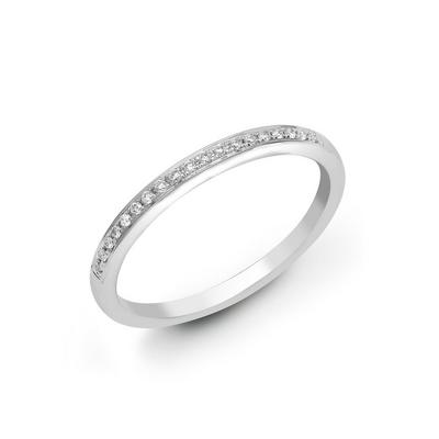 Jewelco London Silver 18ct White Gold 0.26ct Diamond Dainty Band Eternity Ring 2mm