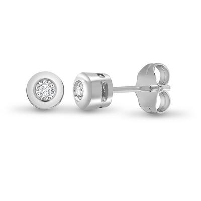 Jewelco London Silver 9ct White Gold 0.15ct Diamond Solitaire Stud Earrings