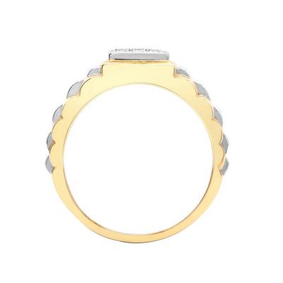 Jewelco London Gold 9ct Gold 0.15ct Diamond 9 Stone Cluster Signet Ring 10mm