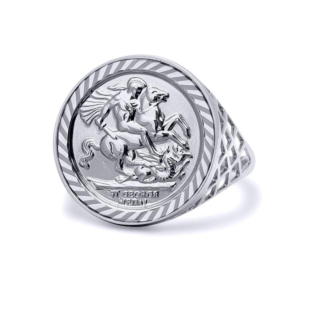 Mens Signet Ring St George Sovereign Ring Silver Signet 