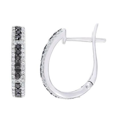 Jewelco London Silver 9ct White Gold 0.45ct Diamond Inverted Eternity Drop Earrings