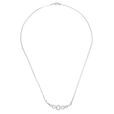 Jewelco London Silver 9ct White Gold 5pts Diamond Circle Lavalier Necklace 18 inch