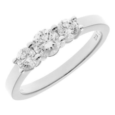Jewelco London Silver 18ct White Gold 3/4ct Diamond Shared Claws Graduated Trilogy Ring